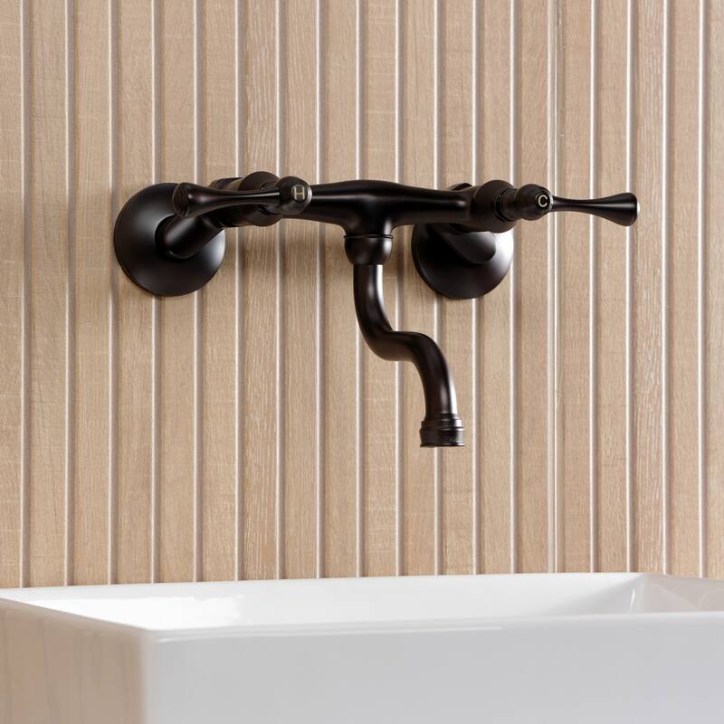 Kingston Brass Kingston Two-Handle 2-Hole Wall Mount Bathroom Faucet