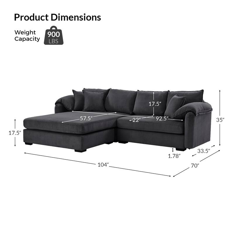 Cesare Modern 2-Piece Reversible Cushions Sectional with Storage by HULALA HOME