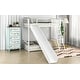 preview thumbnail 8 of 15, Twin over Twin Metal Bunk Bed with Inclined Ladder, Slide, Railings and Head&Footboards, White