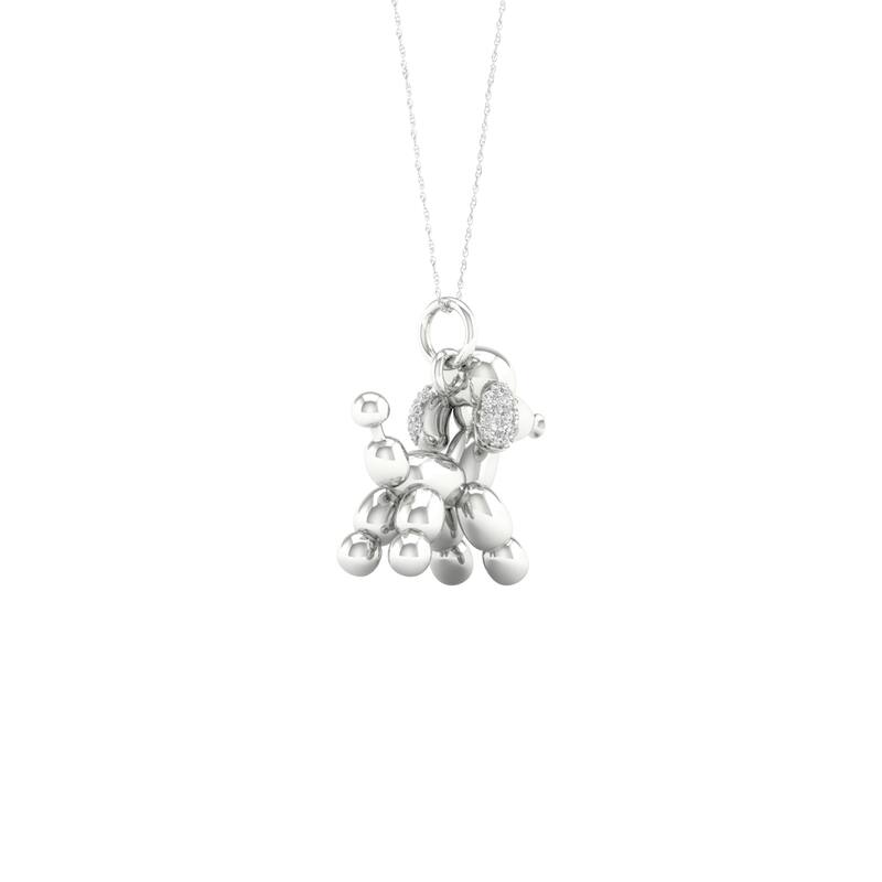 1/20ct TDW Diamond Charm Poodle Pendant Necklace in Silver for Women