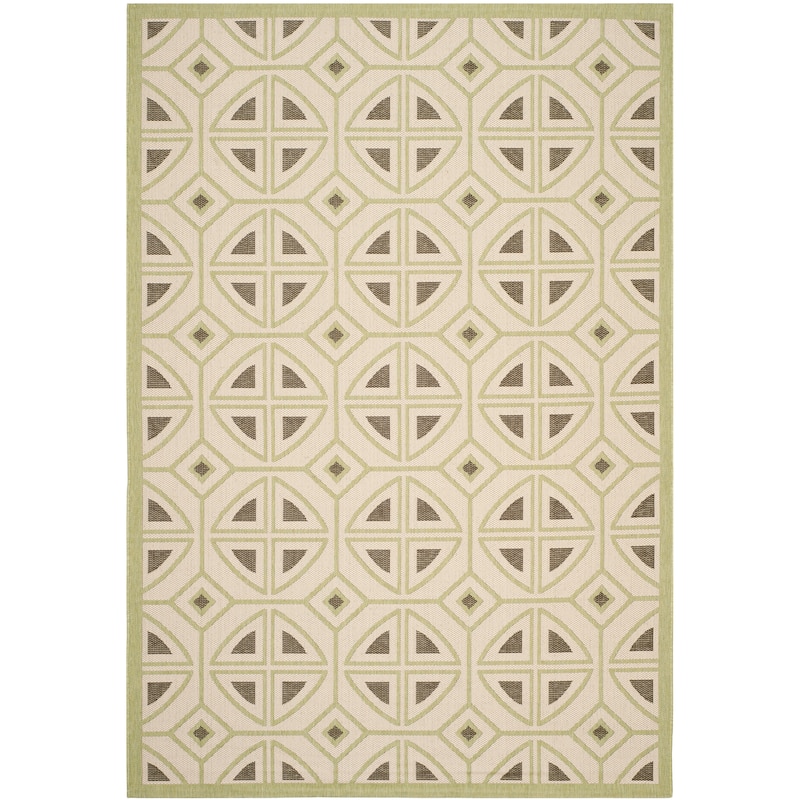 SAFAVIEH Courtyard Fatmire Indoor/ Outdoor Waterproof Patio Backyard Rug - 6'7" x 9'6" - Beige/Sweet Pea
