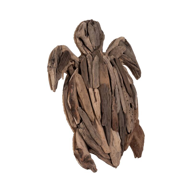 Sagebrook Home Driftwood Turtle Deco, Natural Finish, Coastal-Inspired Figurine for Home Decor and Beach Themes for Any