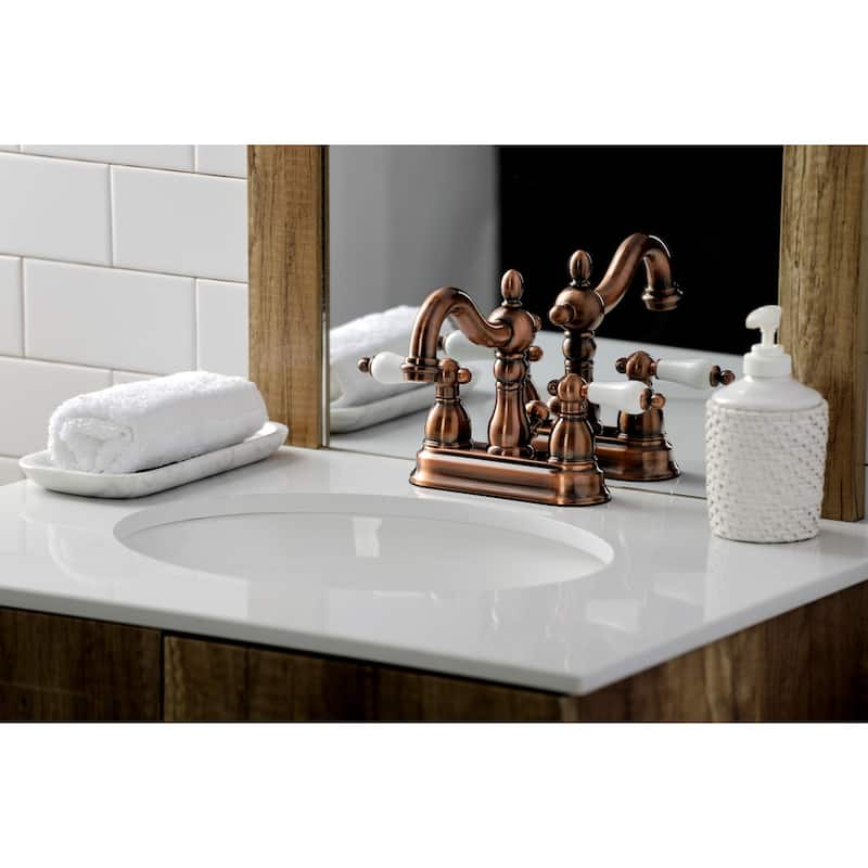 Heritage Two-Handle 3-Hole Deck Mount 4 in. Centerset Bathroom Faucet