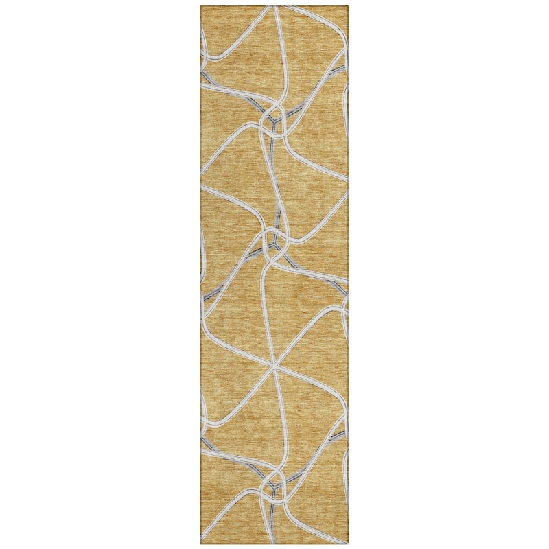Machine Washable Indoor/ Outdoor Contemporary Links Chantille Rug