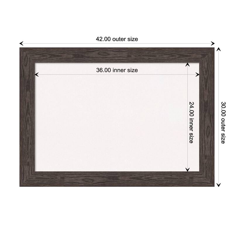 Bridge Wood Framed White Corkboard Bulletin Board - Bridge Black - Board Size 36x24