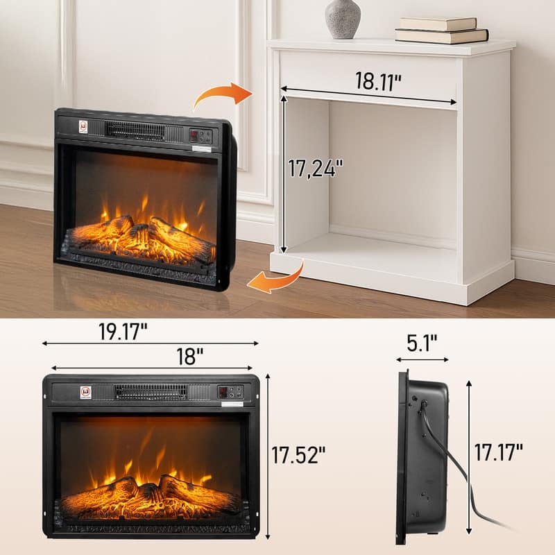 1400W Wall Recessed Fireplace Heater with WiFi Function(18inch/23inch/26inch)