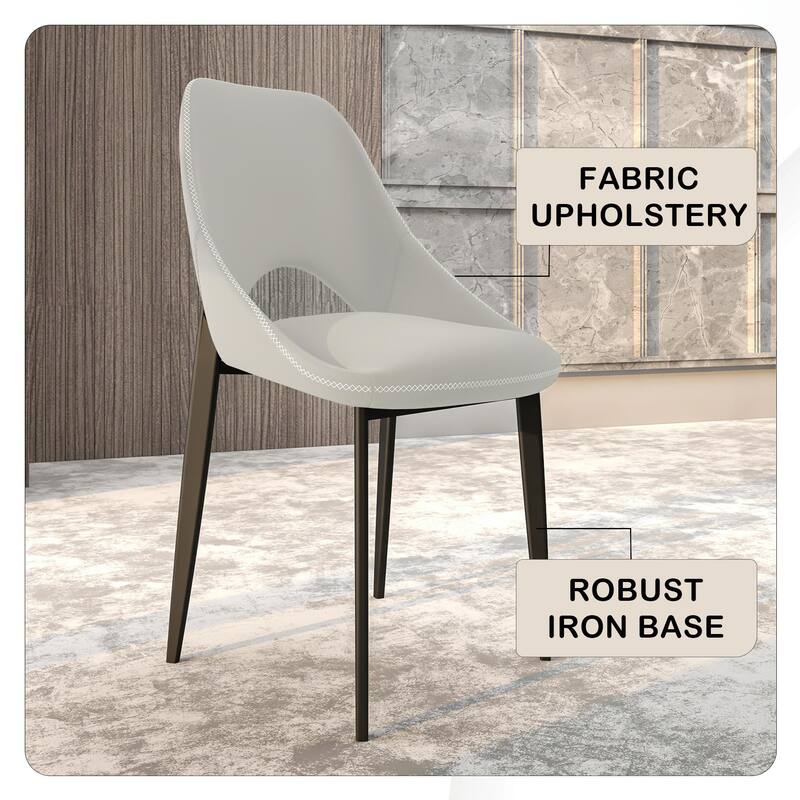 Amalfi Set of 2 Dining Chairs- Elegant Mid-Century Modern Chair w Open Back & Metal Legs for Kitchen, Dining Room & Small Spaces