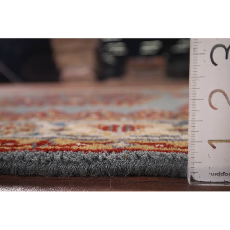 Blue Geometric Viss Oriental Accent Rug Hand-Knotted Wool Carpet - 2'11"x 5'3"