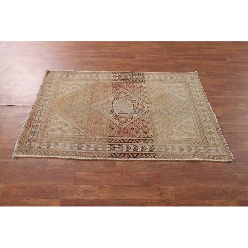 Geometric Botemir Persian Accent Rug Handmade Wool Carpet - 3'4"x 4'10"