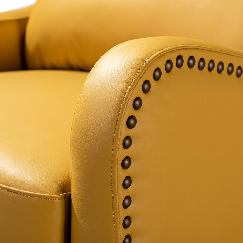 Brigida Cigar Genuine Leather Pushback Recliner with Nailhead Trim by HULALA HOME