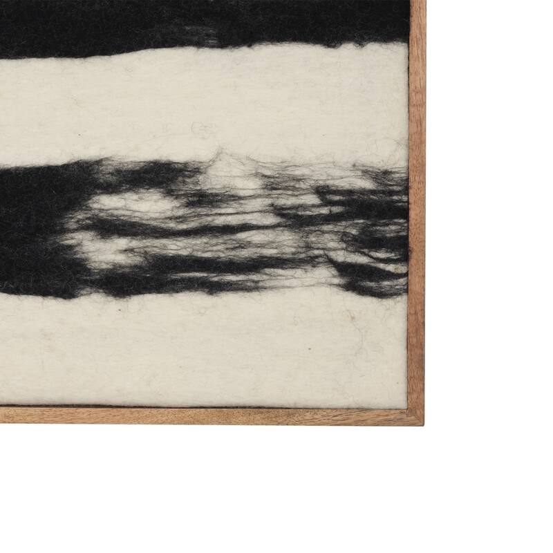 Rollins Large Cream w/ Black Stripes Wool Framed Art