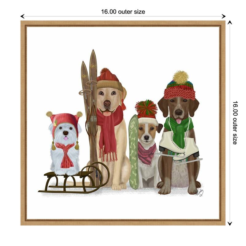Christmas Dogs - Winter Sports Fans by Fab Funky Framed Canvas Art