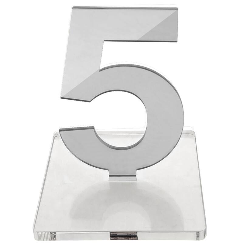 OnDisplay Luxe Laser Cut Mirrored Acrylic Wedding/Party/Event Table Numbers - 5" Tall Modern Thick Mirror Set