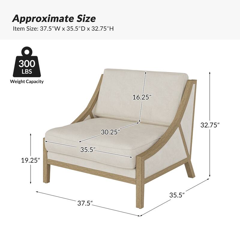 Kim Farmhouse Armchair with Solid Wood Legs