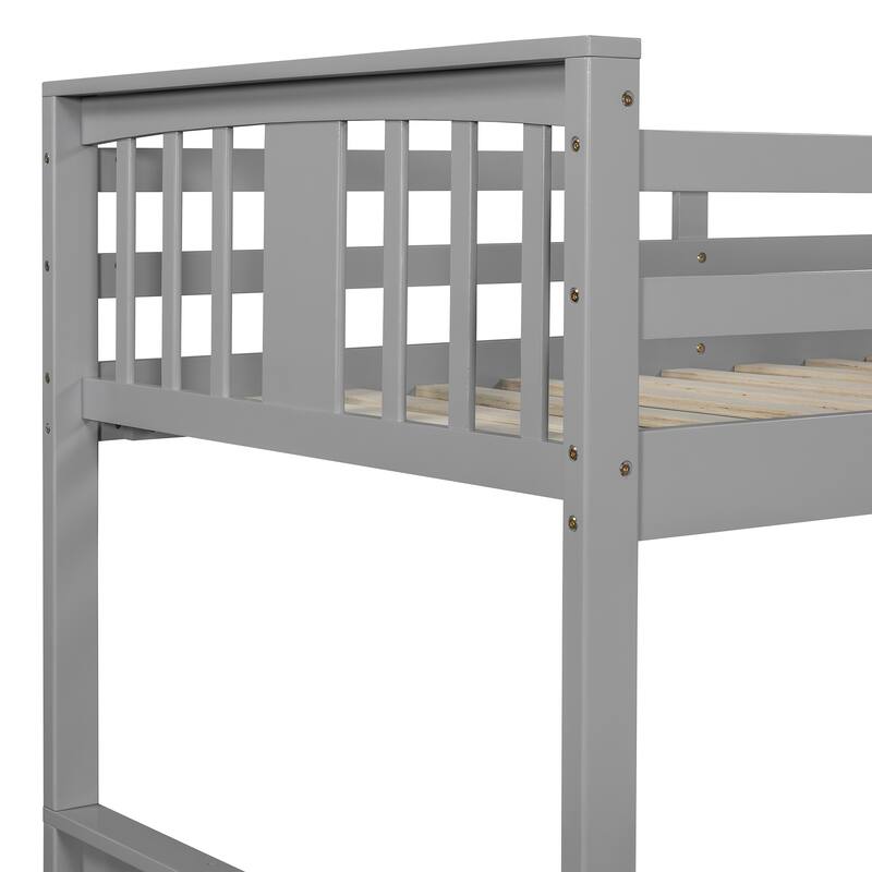 Twin Over Twin Bunk Bed with Ladder and Solid Pine Frame