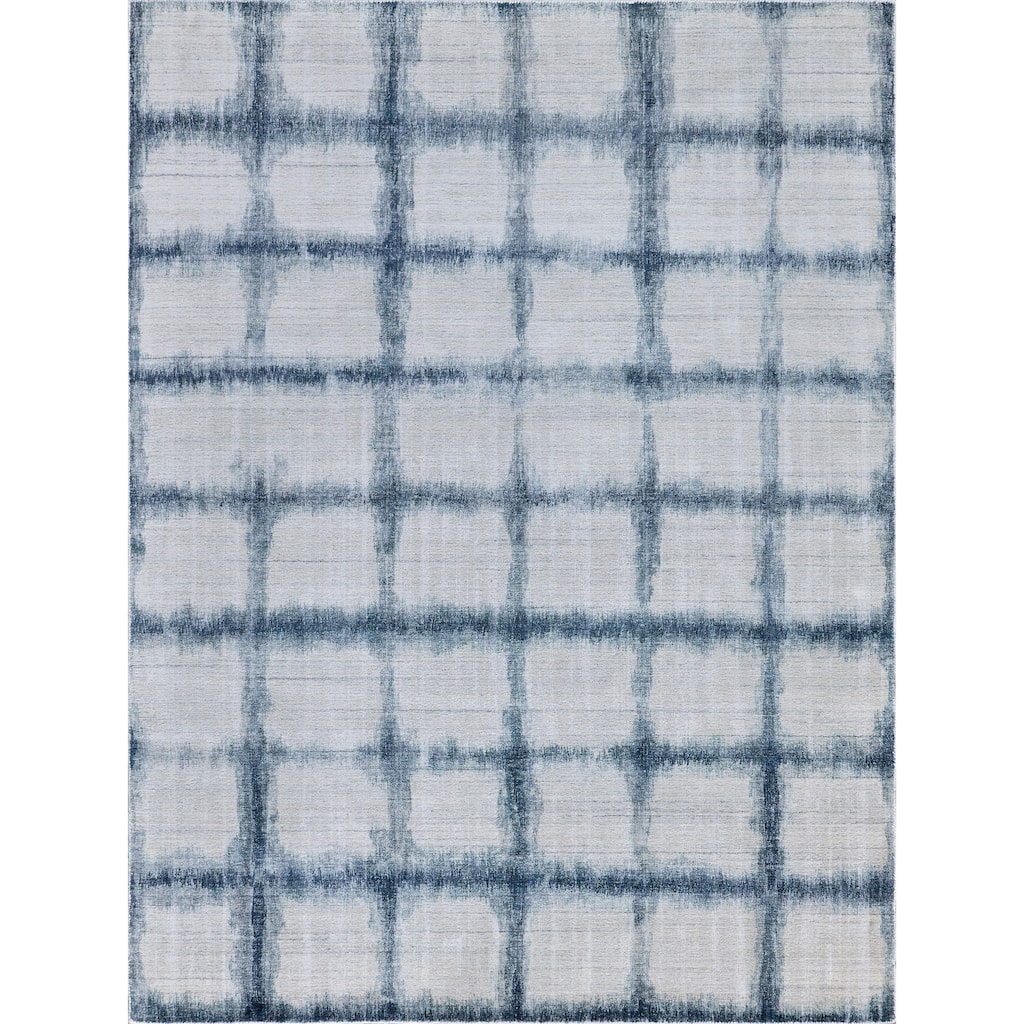 EXQUISITE RUGS Chroma Hand-loomed Wool/Bamboo Silk Navy Area Rug.