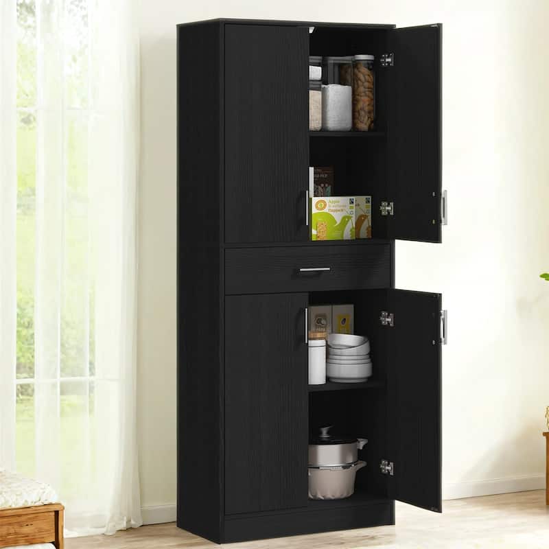 71" Tall Kitchen Pantry Cabinet - Black