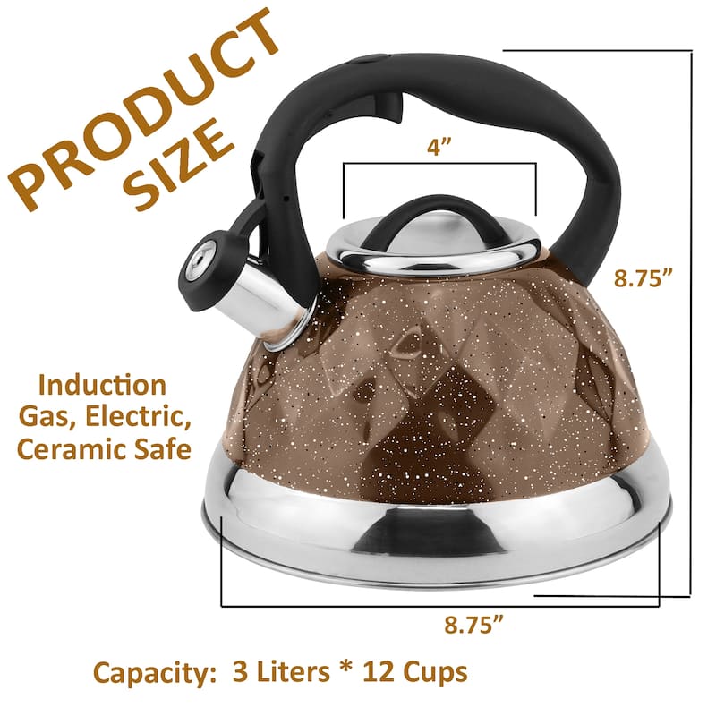 Lorren Home Trends Whistling Tea Kettle 3 Liters, with Ergonomic Handle