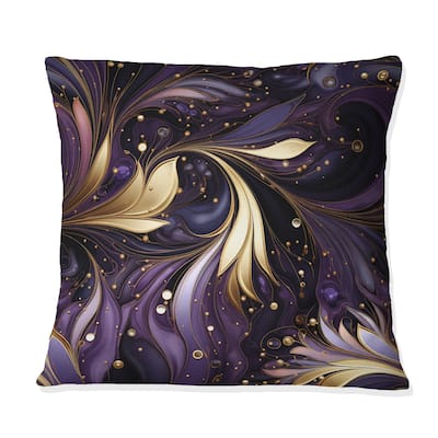 Designart "Gold And Purple Amethyst Marble Pattern" Marble Printed Throw Pillow