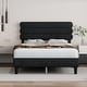 preview thumbnail 2 of 7, DARK GREY Queen Size Platform Bed w/ Upholstered Headboard for Kids Teens Adults