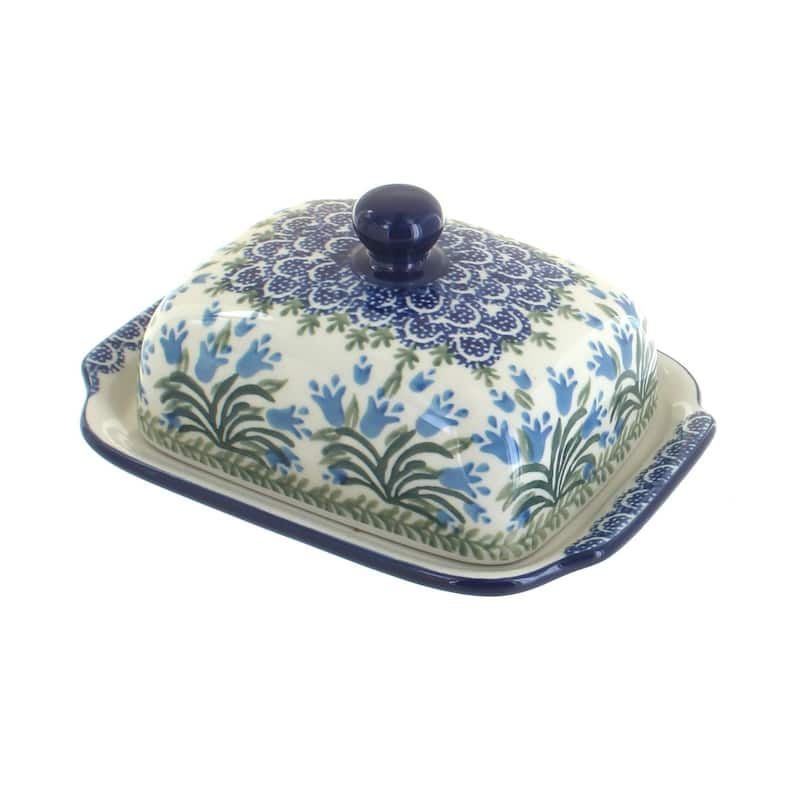 Blue Rose Polish Pottery 295 Ceramika Artystyczna Butter Dish