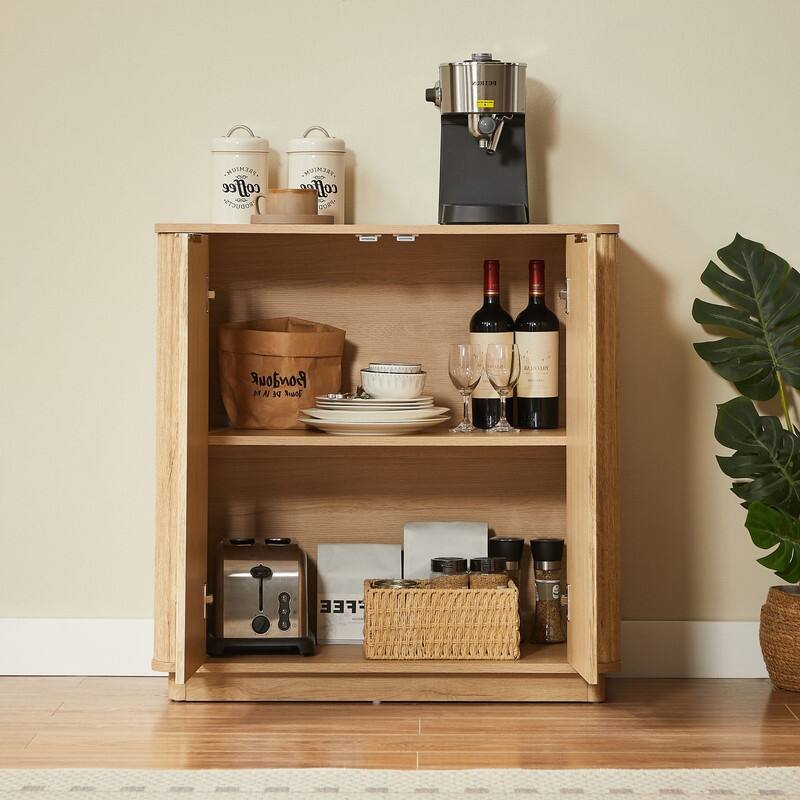 31.5" Buffet Cabinet Sideboard with Storage Curved Wave Design for Living Room and Bedroom Organization