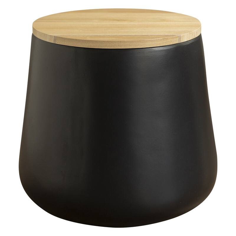 Orunel Modern Fiberstone Side Table with MDF Top and Painted Finish for Living Rooms, Patios, Balconies - Black
