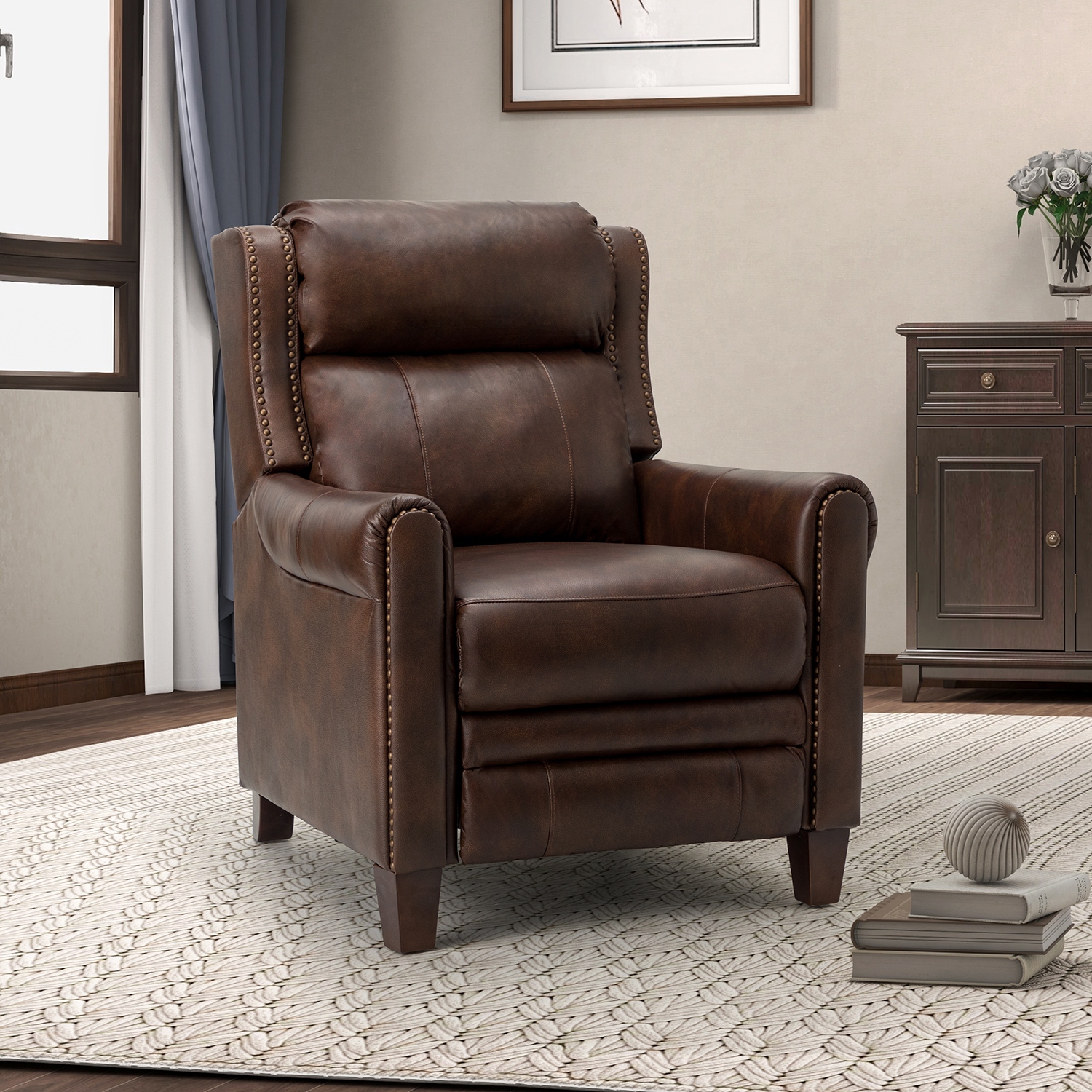 Genuine leather manual 2025 recliner