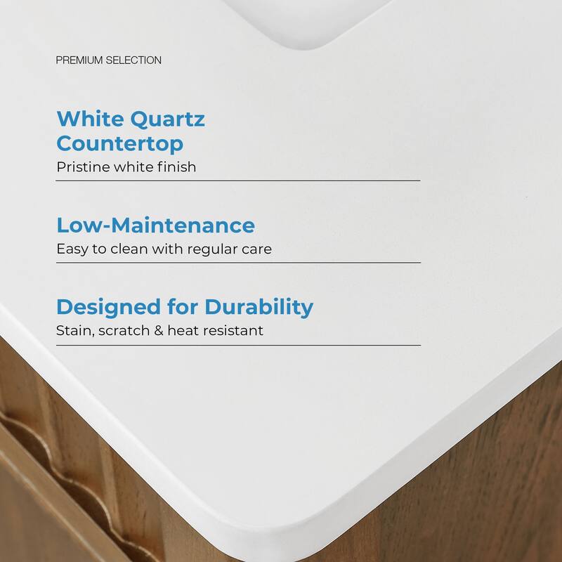 Juliette Warm Walnut Bathroom Vanity with White Quartz Top