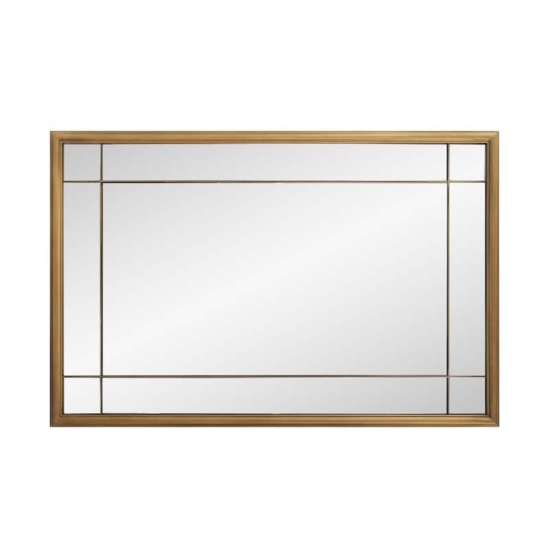Allan Andrews Brass Metal French Panel Framed Vantiy and Wall Mirror - 36"H x 24"W