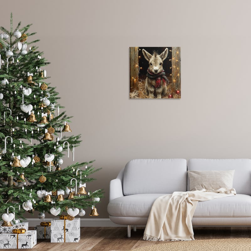 Stupell Baby Donkey & Holiday Lights Canvas Wall Art Design By Riley B