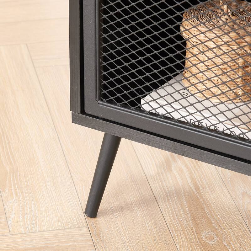 VECELO Mid CenturyEnd Tables with Storage Shelf, Brown Modern Nightstand/Bedside Table/Side Table/Sofa Table