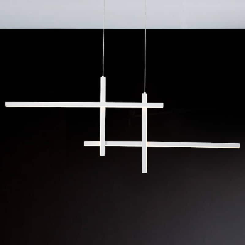 C Cattleya 48" Modern LED Chandelier Kitchen Island Pendant Light - White