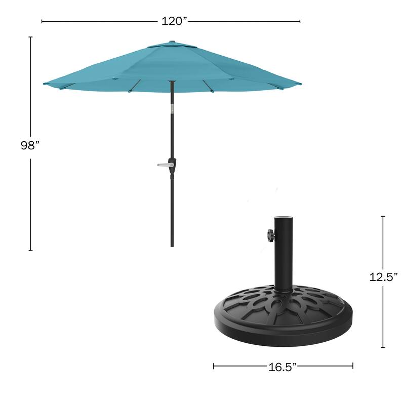 Pure Garden 10-Foot Outdoor Tilting Patio Umbrella with Base