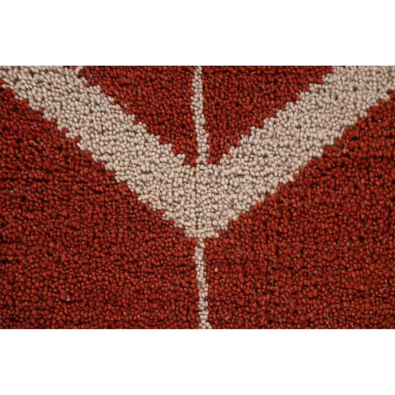 Hand Knotted Oriental 100% Wool Carpet Modern All-Over Oranges & Rust Gabbeh Area Rug - 7' 7'' X 5' 2''