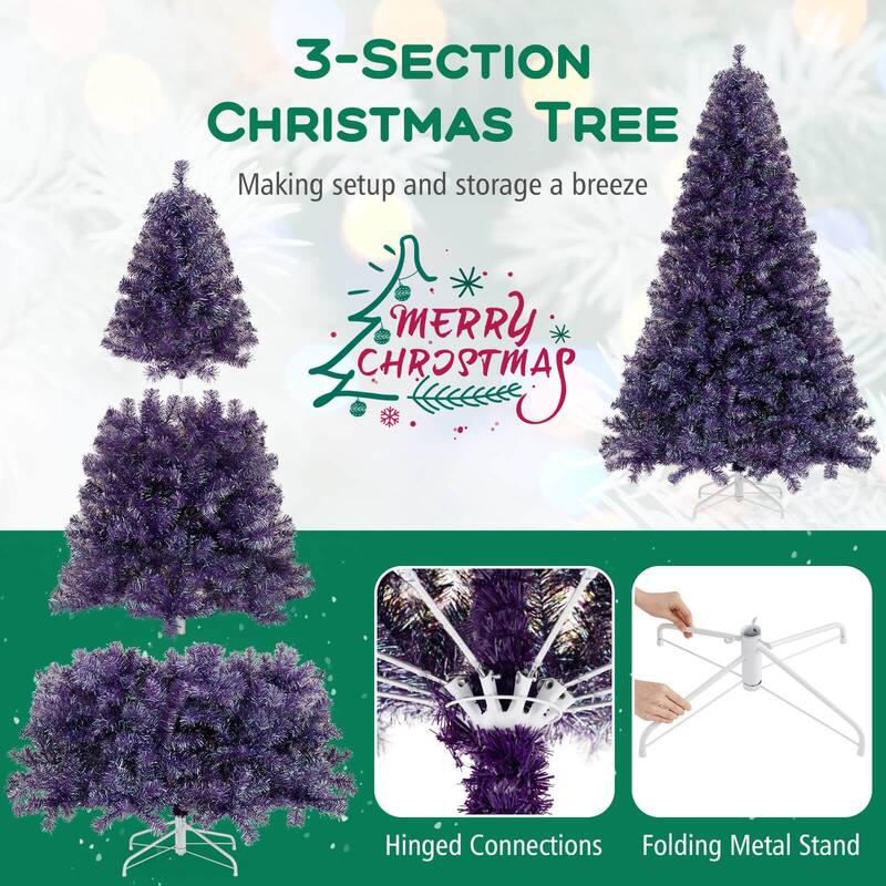 Costway 6.5 FT/7.5 FT Artificial Xmas Tree with 250/550 White LED - See Details