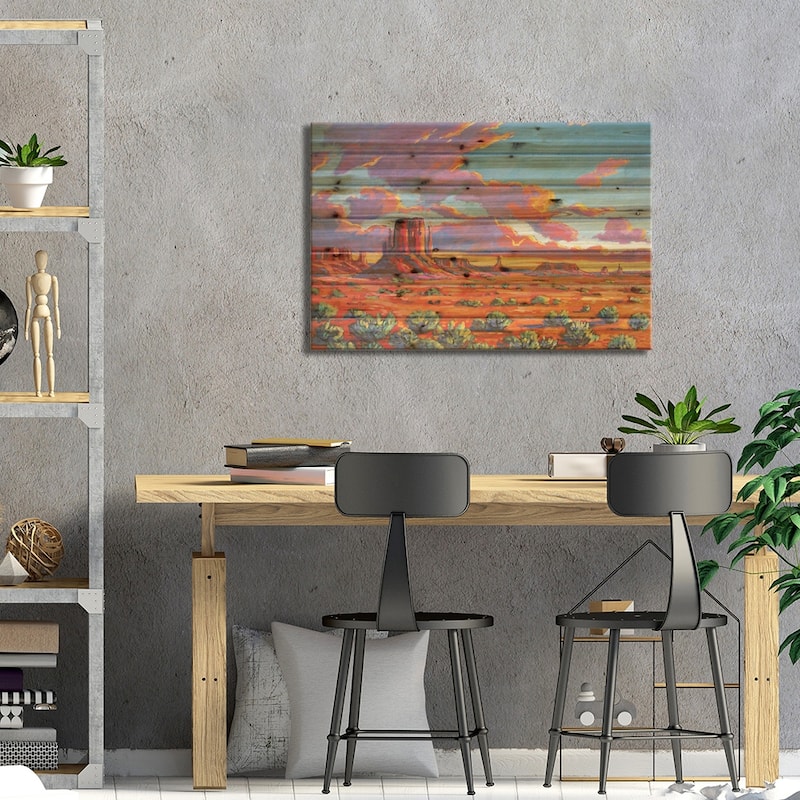 Monument Valley Sunset Print On Wood by Patty Baker - Multi-Color
