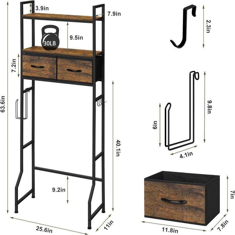 Over The Toilet Storage - 7.88"D x 25.6"W x 63.6"H