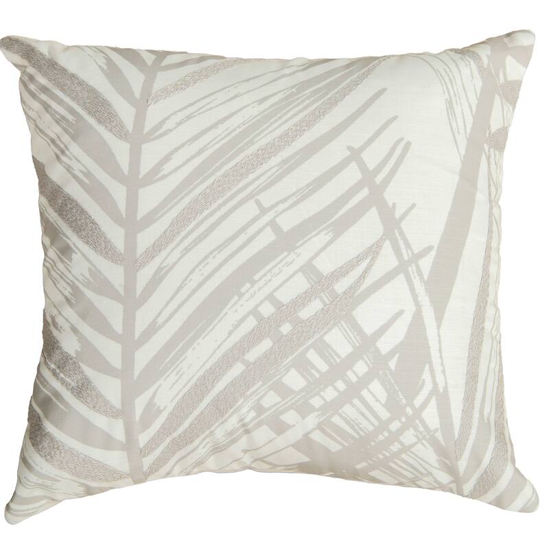 Rizzy Collection Modern Botanical Throw Pillow - Down - Ivory