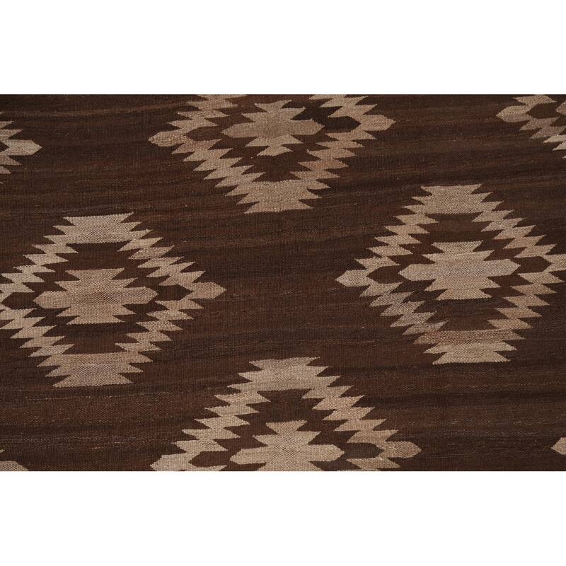 Natural Dye Tribal Geometric Oriental Kilim Area Rug Wool Flat-woven - 4'10" x 6'7"