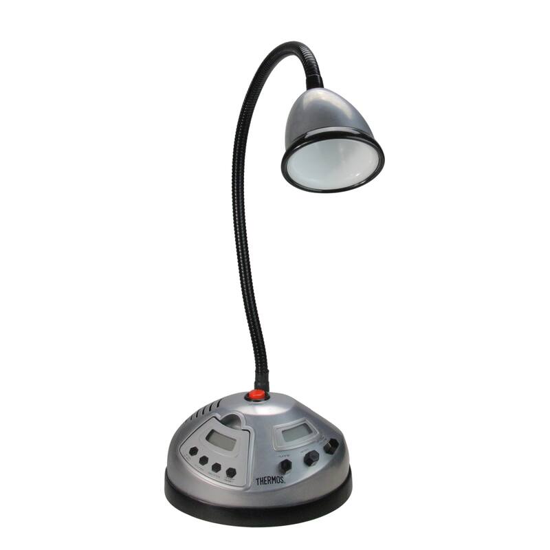 7.25" Black and Silver Battery Operated Adjustable Grill Light With Timer and Radio