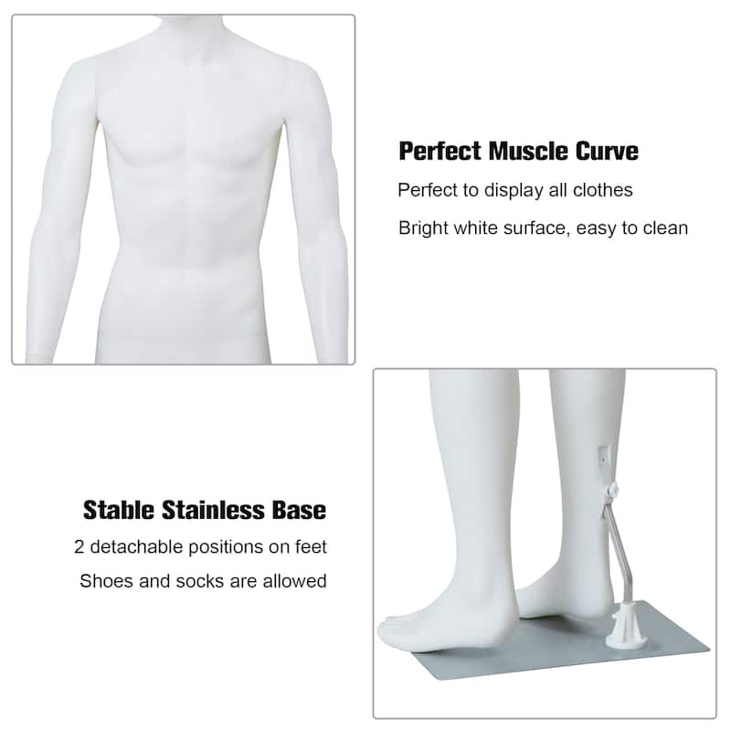Full Body Mannequin Famale Male Dress Form Display, Manikin Torso Stand Realistic Mannequin for Retail Clothing Shops, White