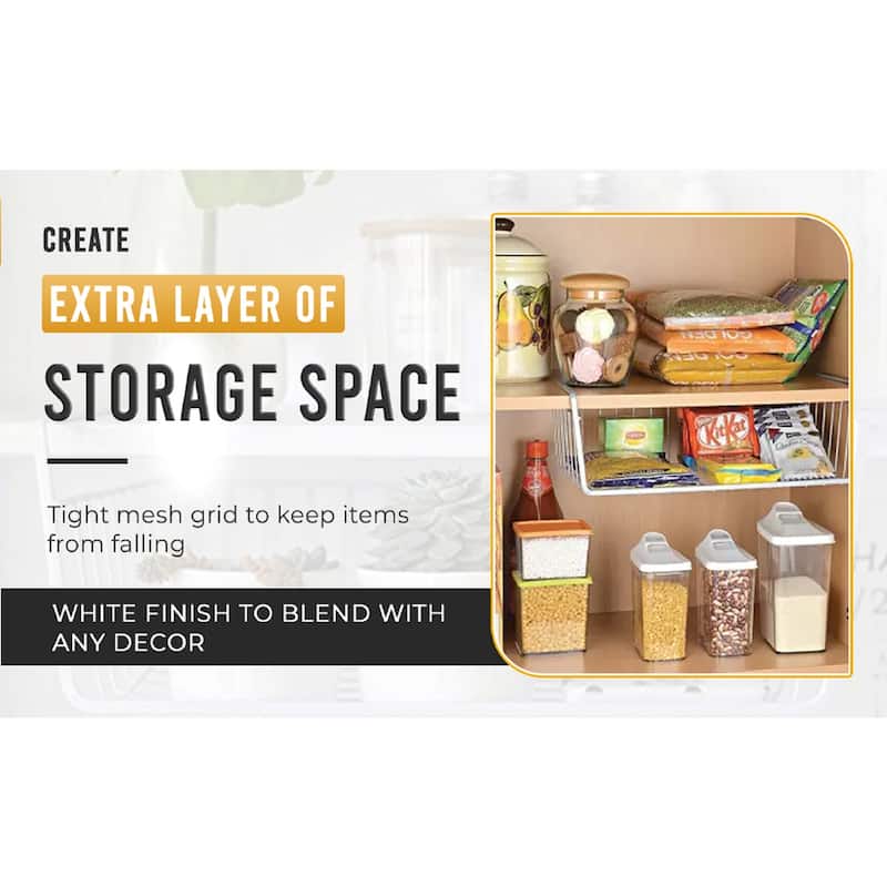 YBM Home Under Shelf Wire Basket Storage Organizer for Kitchen Pantry