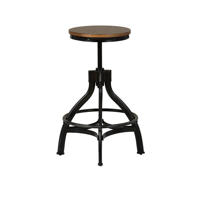 Linon Caverly Steel/Wood Industrial 5-Piece Adjustable Round Bar Stool Set