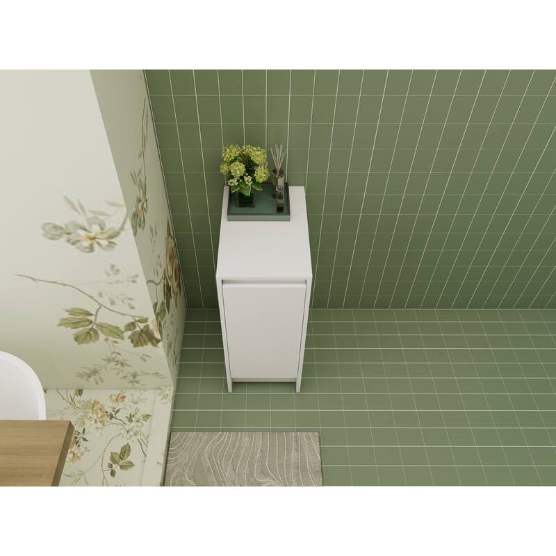 12" Freestanding Bathroom Storage Cabinets - Glossy White