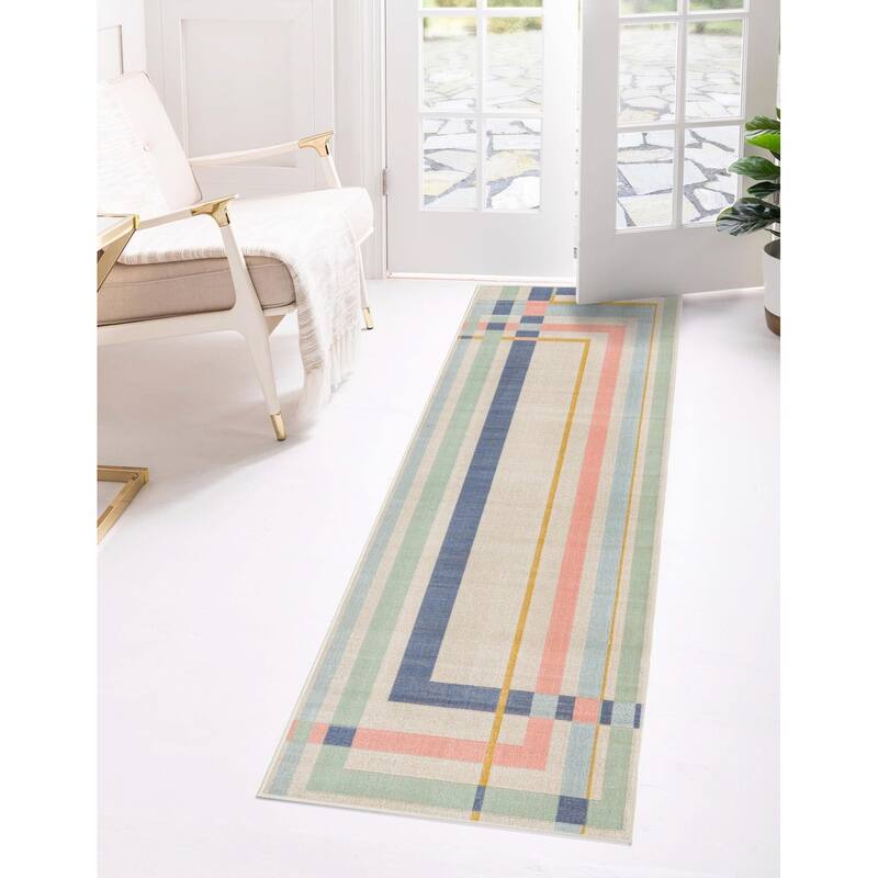 Contemporary Heloise Collection Area Rug - 2'x6' - Multi-Beige
