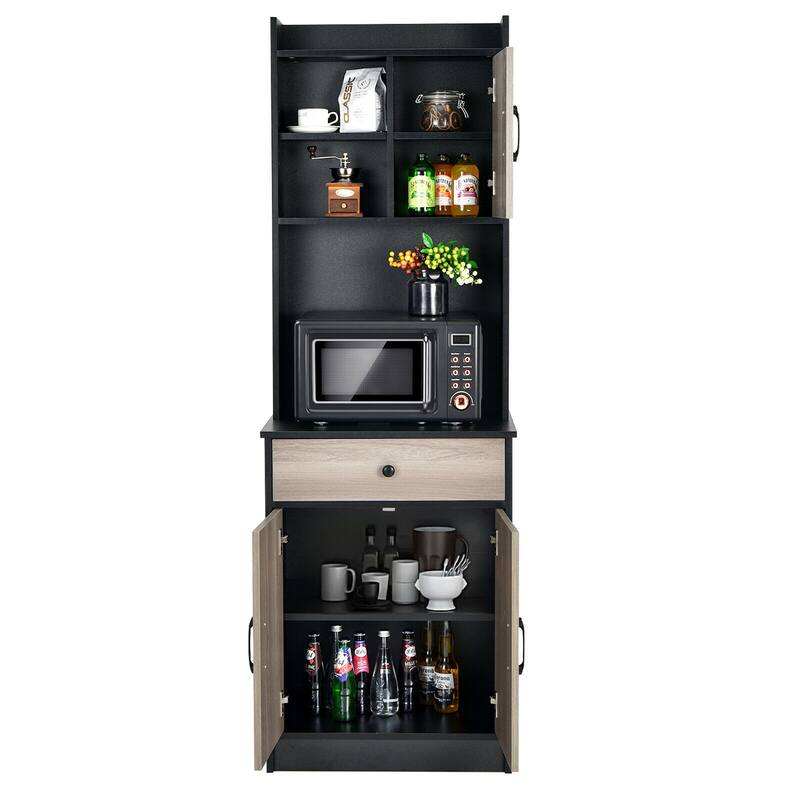 Gymax 3-Door 71'' Kitchen Buffet Pantry Storage Cabinet w/Hutch - See Details