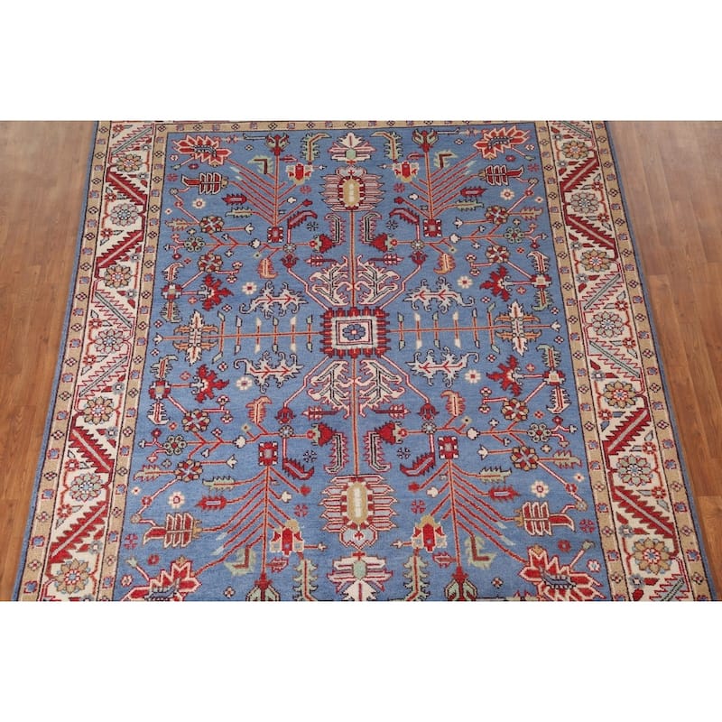 Blue Oushak Oriental Area Rug Wool Carpet - 7'10"x 9'10"