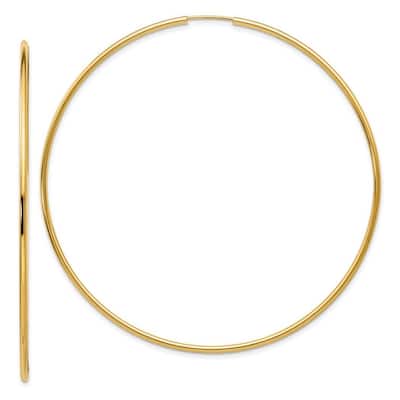 Curata 10k Yellow Gold 70x1.2mm Endless Hoop Earrings