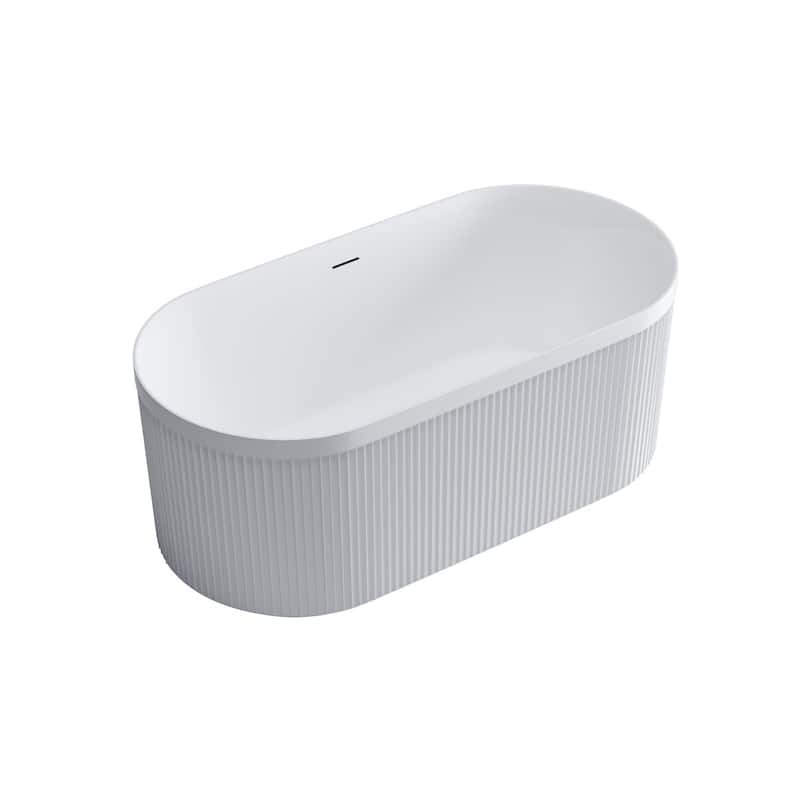 Repose 59" Fluted Acrylic Soaking Tub - Oval - 29D x 59W x 23H